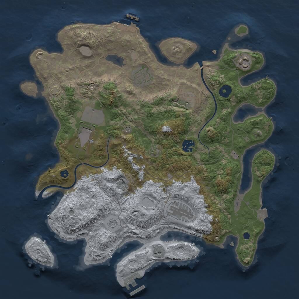Rust Map: Procedural Map, Size: 3600, Seed: 39741269, 13 Monuments