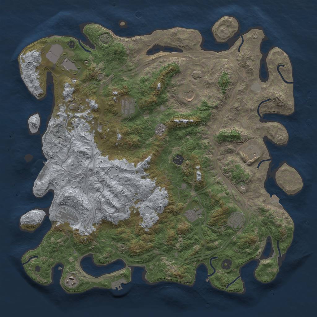 Rust Map: Procedural Map, Size: 4500, Seed: 1001546539, 19 Monuments
