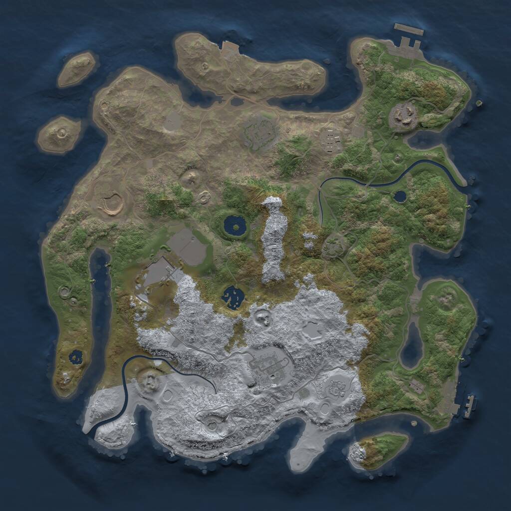 Rust Map: Procedural Map, Size: 3500, Seed: 990280, 13 Monuments