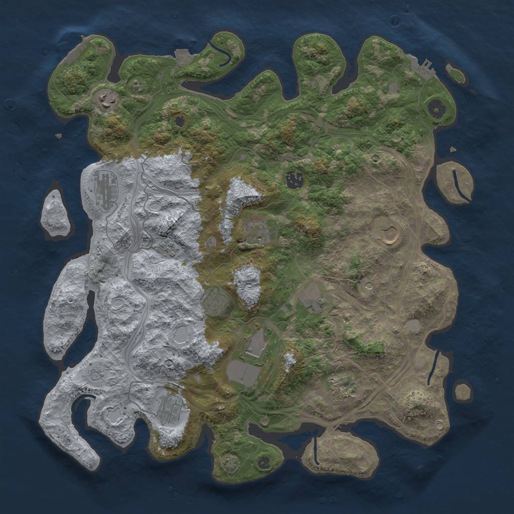 Rust Map: Procedural Map, Size: 4250, Seed: 384712476, 19 Monuments