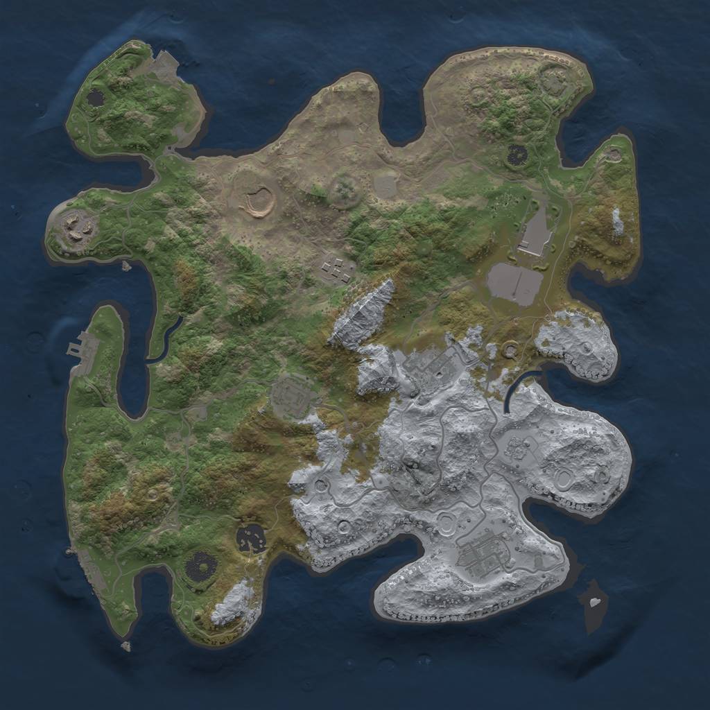 Rust Map: Procedural Map, Size: 3500, Seed: 5328, 16 Monuments