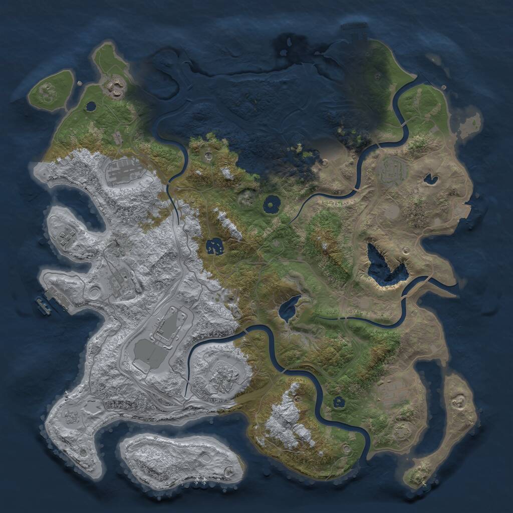 Rust Map: Procedural Map, Size: 4250, Seed: 1136999786, 16 Monuments