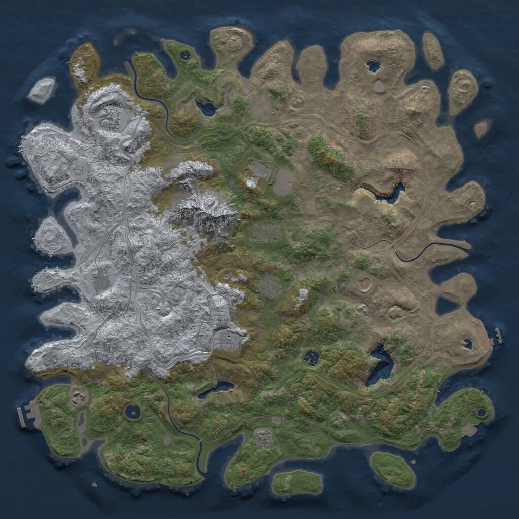 Rust Map: Procedural Map, Size: 5250, Seed: 123456, 17 Monuments