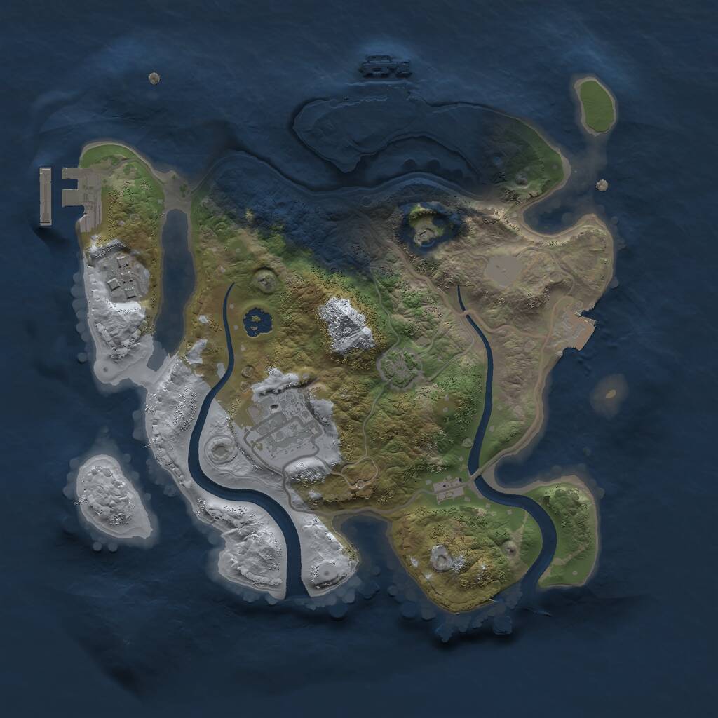 Rust Map: Procedural Map, Size: 2500, Seed: 635747639, 7 Monuments