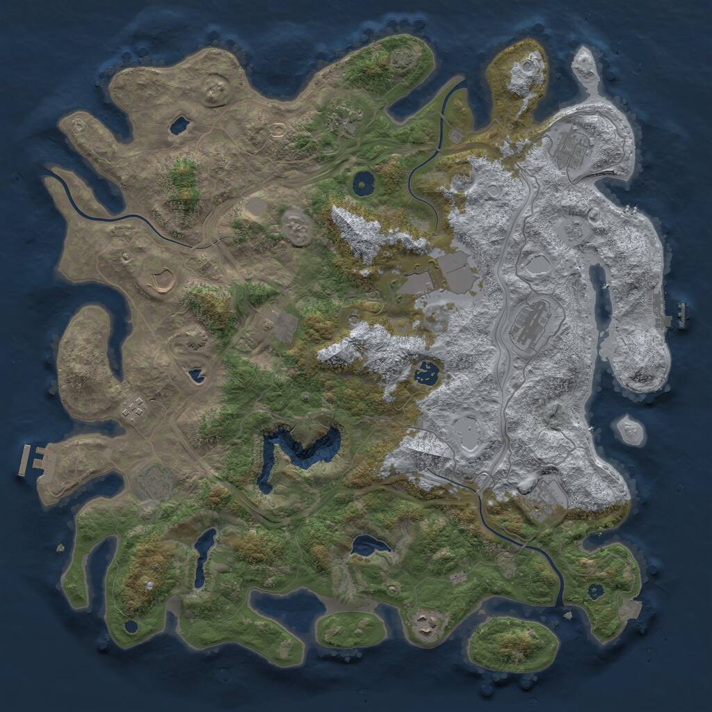 Rust Map: Procedural Map, Size: 4500, Seed: 1256092220, 17 Monuments
