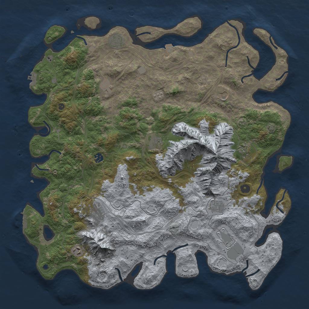 Rust Map: Procedural Map, Size: 5000, Seed: 1744403307, 19 Monuments