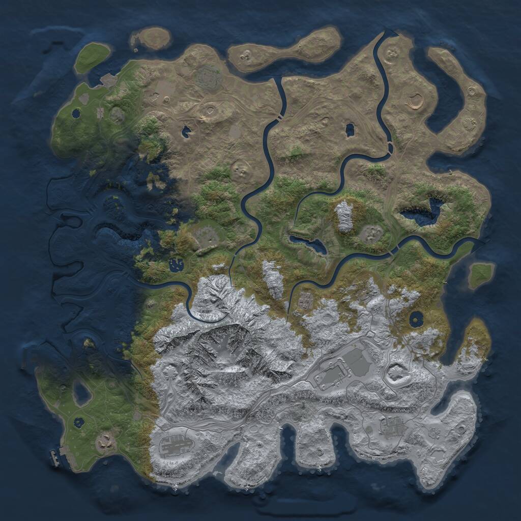 Rust Map: Procedural Map, Size: 5000, Seed: 1744403307, 17 Monuments