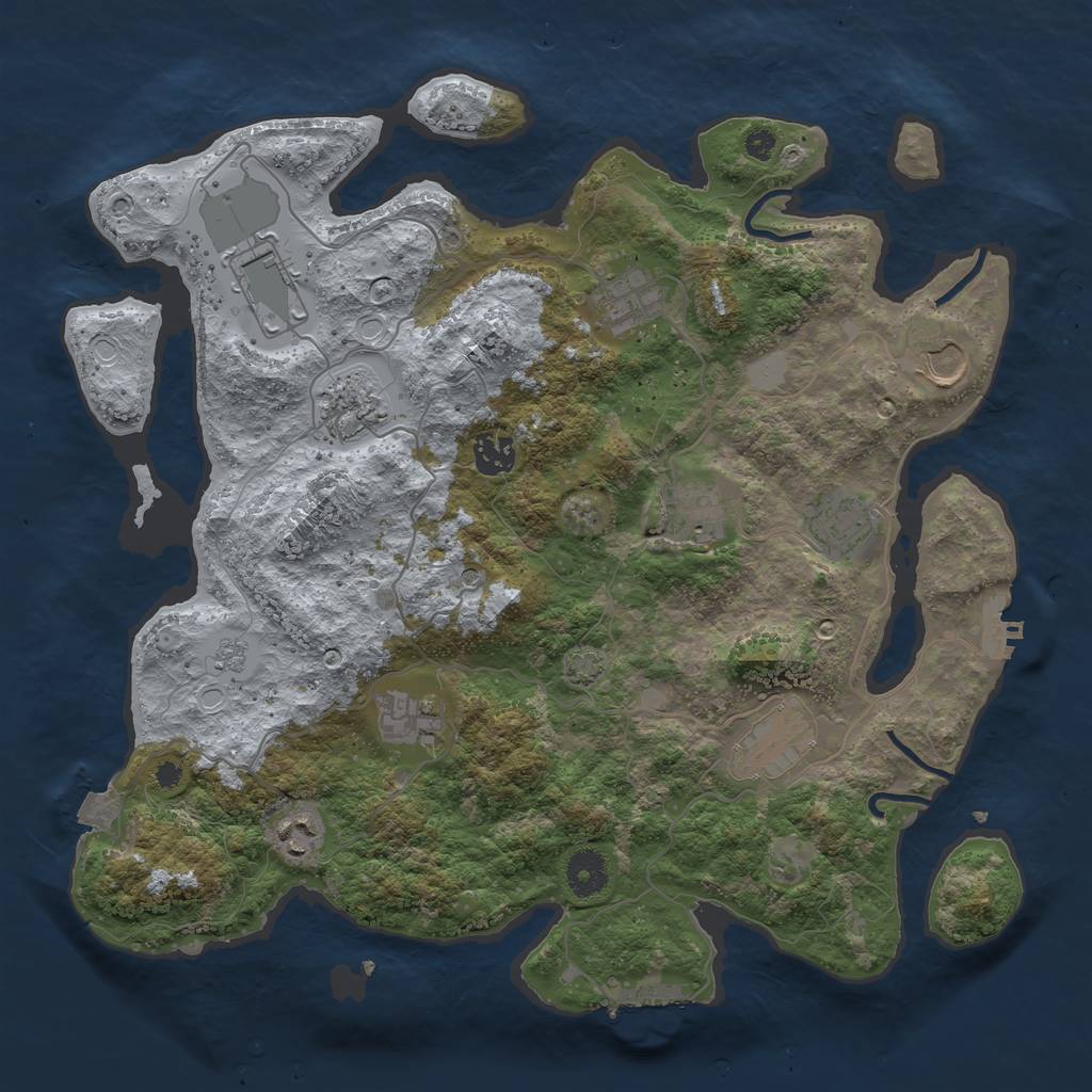 Rust Map: Procedural Map, Size: 3750, Seed: 1093065159, 18 Monuments