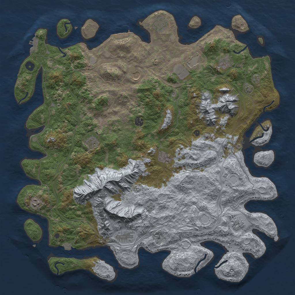 Rust Map: Procedural Map, Size: 5000, Seed: 84, 19 Monuments