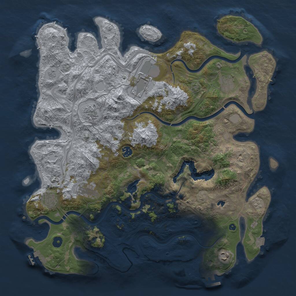 Rust Map: Procedural Map, Size: 4250, Seed: 1096287961, 14 Monuments