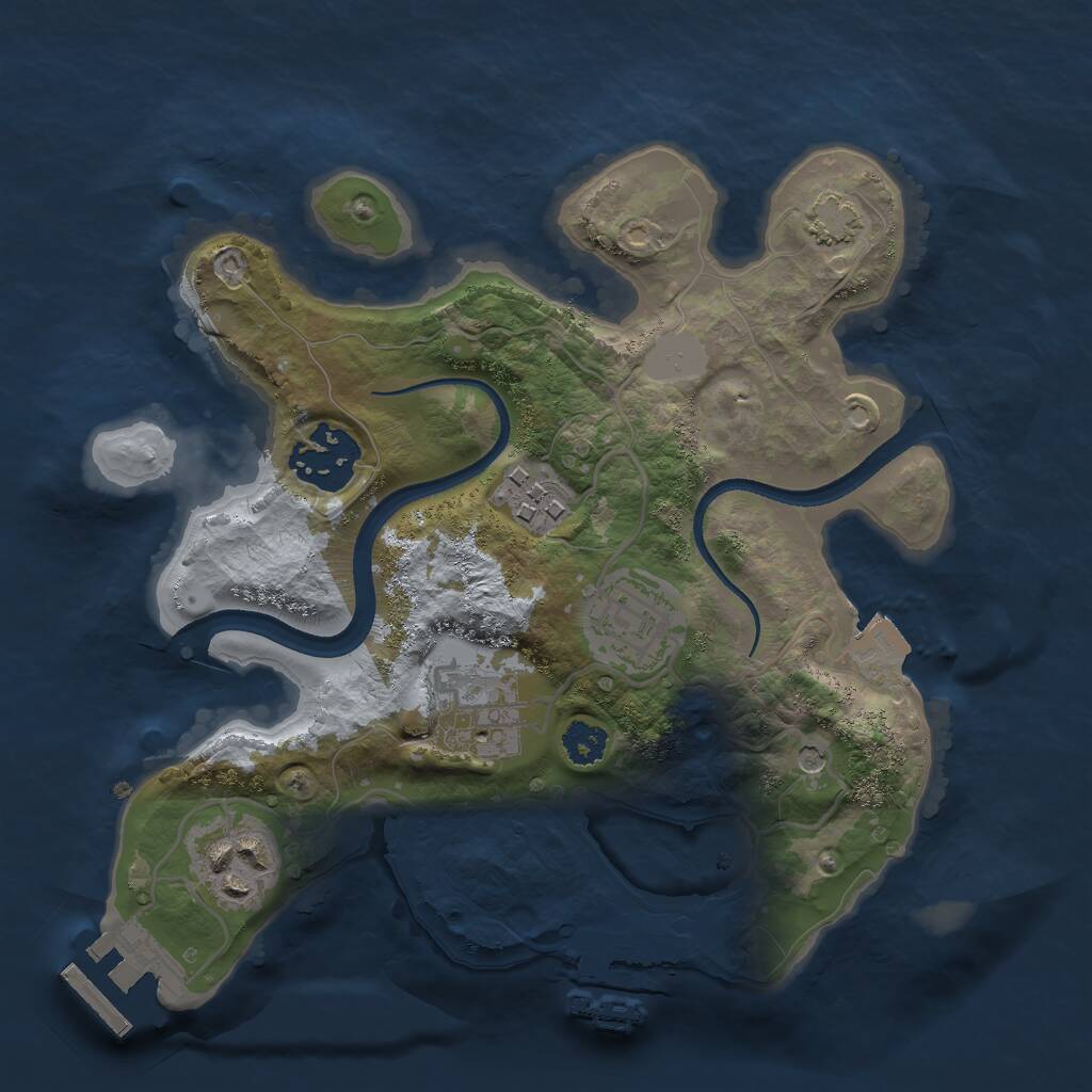 Rust Map: Procedural Map, Size: 2500, Seed: 726750766, 10 Monuments