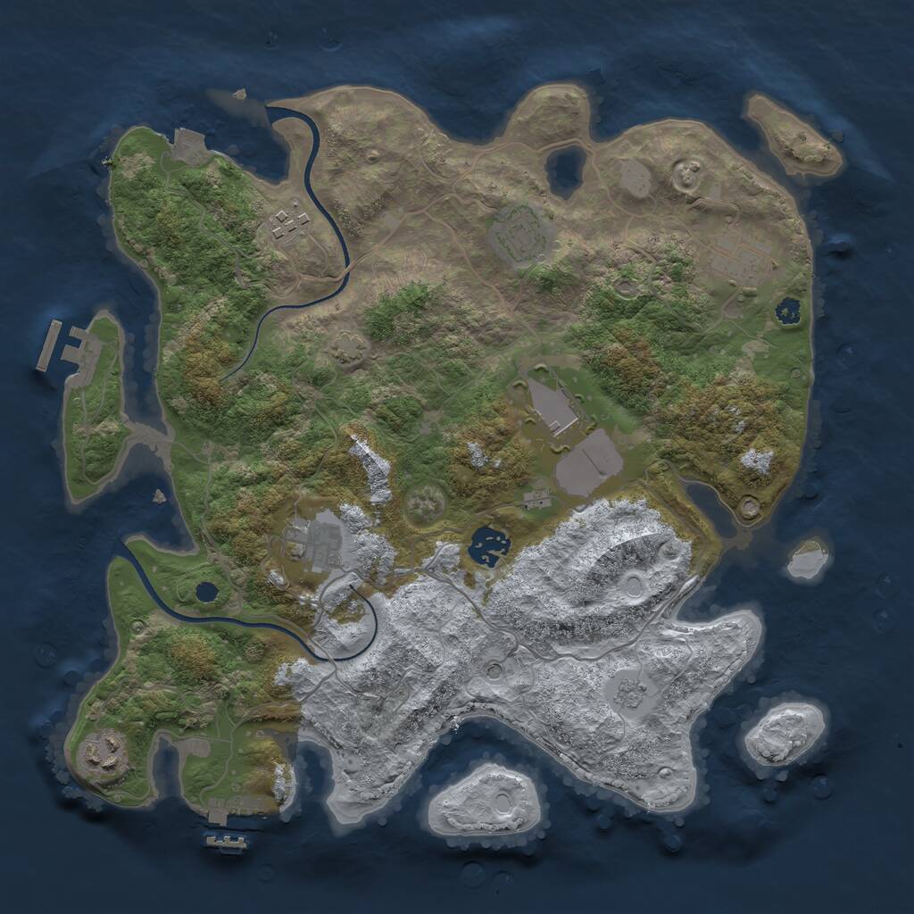 Rust Map: Procedural Map, Size: 3500, Seed: 1986016886, 13 Monuments
