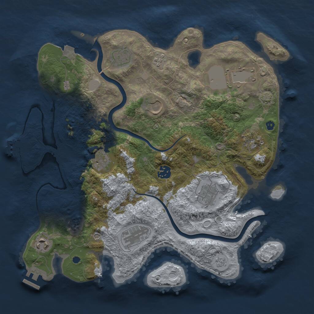 Rust Map: Procedural Map, Size: 3500, Seed: 1986016886, 16 Monuments