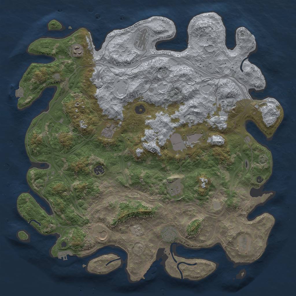 Rust Map: Procedural Map, Size: 4500, Seed: 1880727734, 19 Monuments