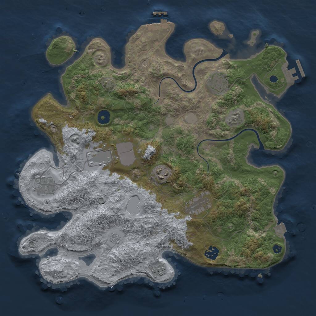 Rust Map: Procedural Map, Size: 3500, Seed: 42615409, 13 Monuments
