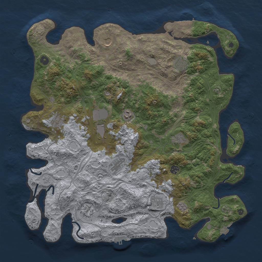 Rust Map: Procedural Map, Size: 4500, Seed: 236818810, 19 Monuments