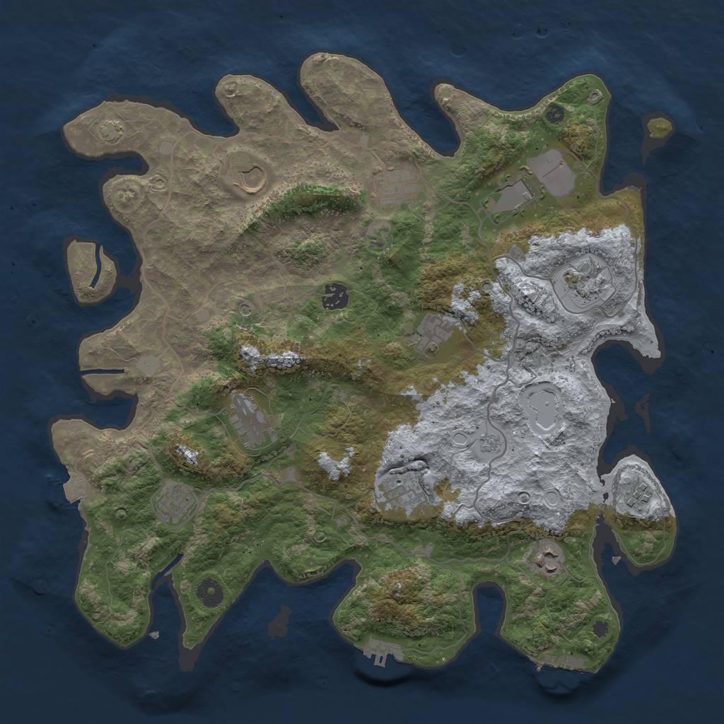 Rust Map: Procedural Map, Size: 4000, Seed: 2080952452, 19 Monuments