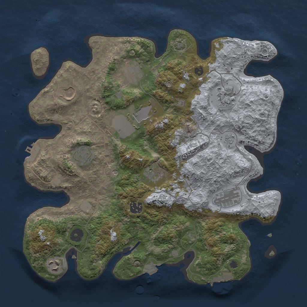 Rust Map: Procedural Map, Size: 3500, Seed: 2026578678, 17 Monuments