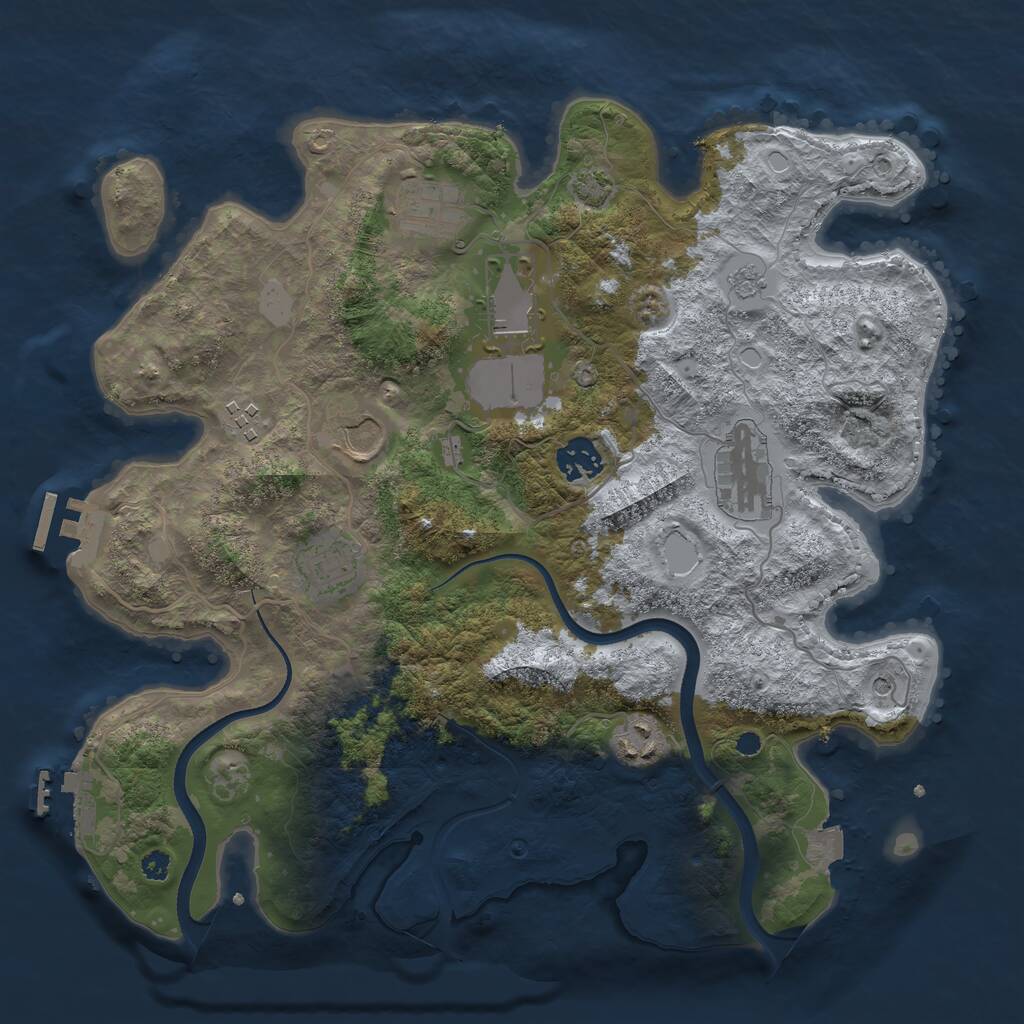 Rust Map: Procedural Map, Size: 3500, Seed: 2026578678, 14 Monuments