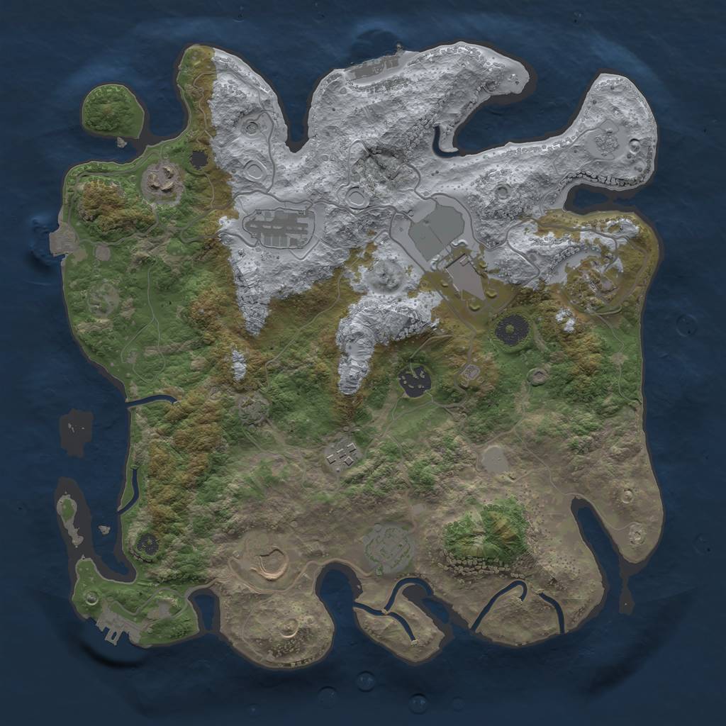 Rust Map: Procedural Map, Size: 3500, Seed: 897338473, 16 Monuments