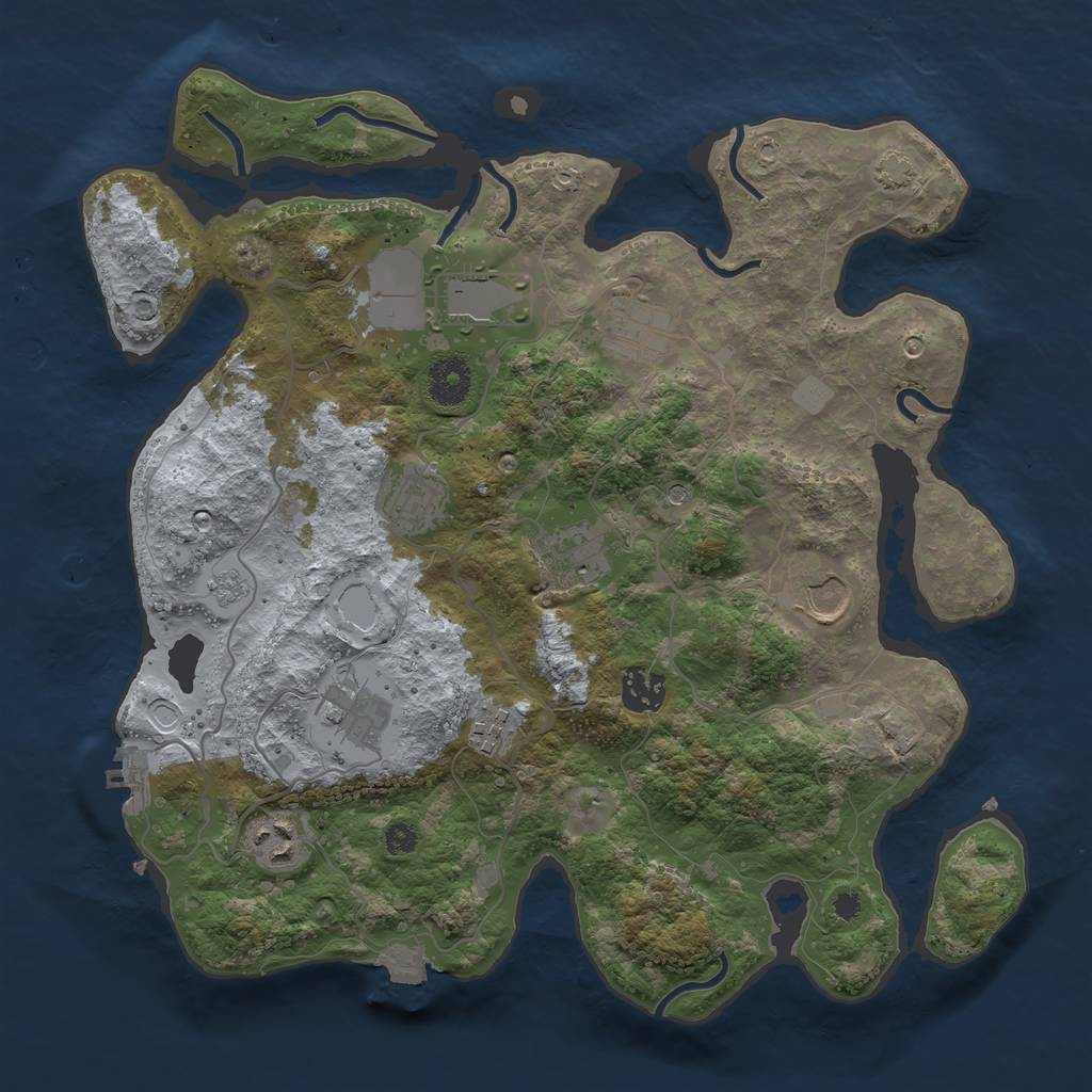 Rust Map: Procedural Map, Size: 3500, Seed: 616699, 16 Monuments