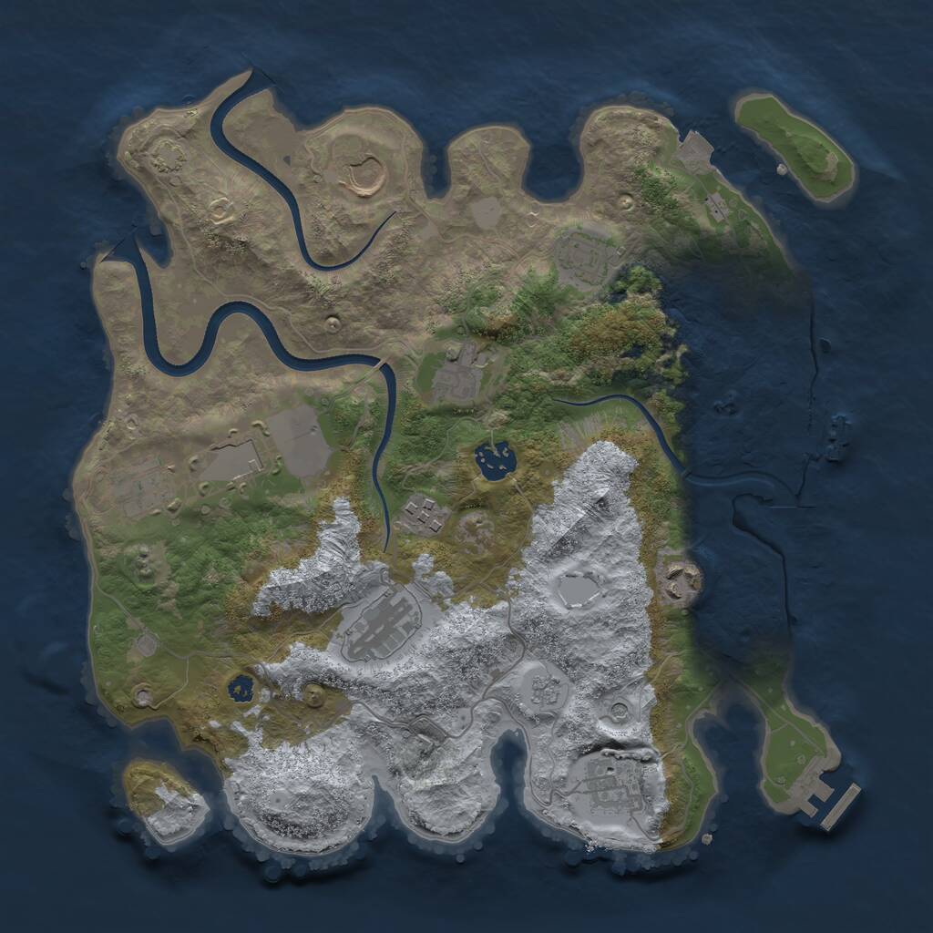 Rust Map: Procedural Map, Size: 3500, Seed: 135572719, 16 Monuments