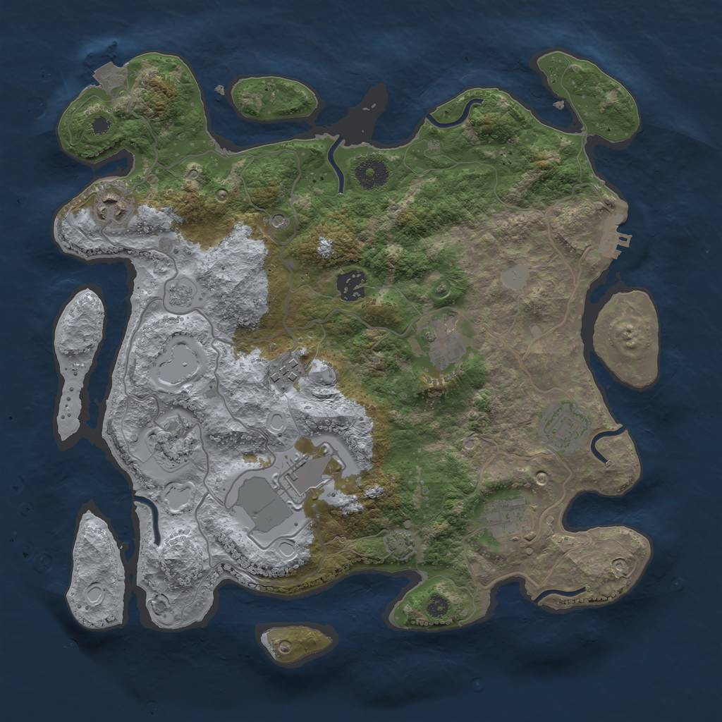 Rust Map: Procedural Map, Size: 3500, Seed: 1044735739, 15 Monuments