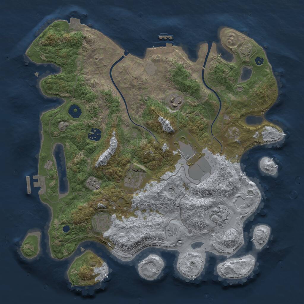 Rust Map: Procedural Map, Size: 3500, Seed: 844898800, 13 Monuments