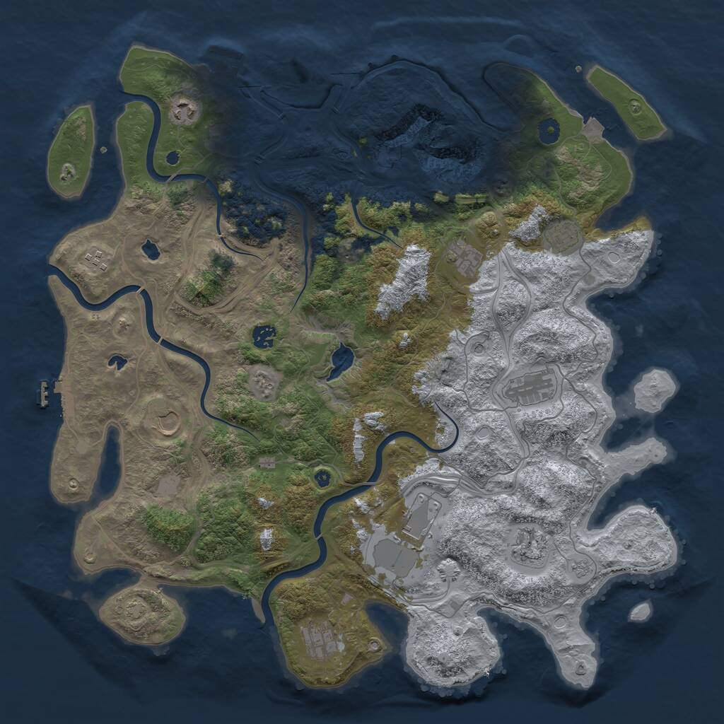 Rust Map: Procedural Map, Size: 4500, Seed: 448831059, 16 Monuments