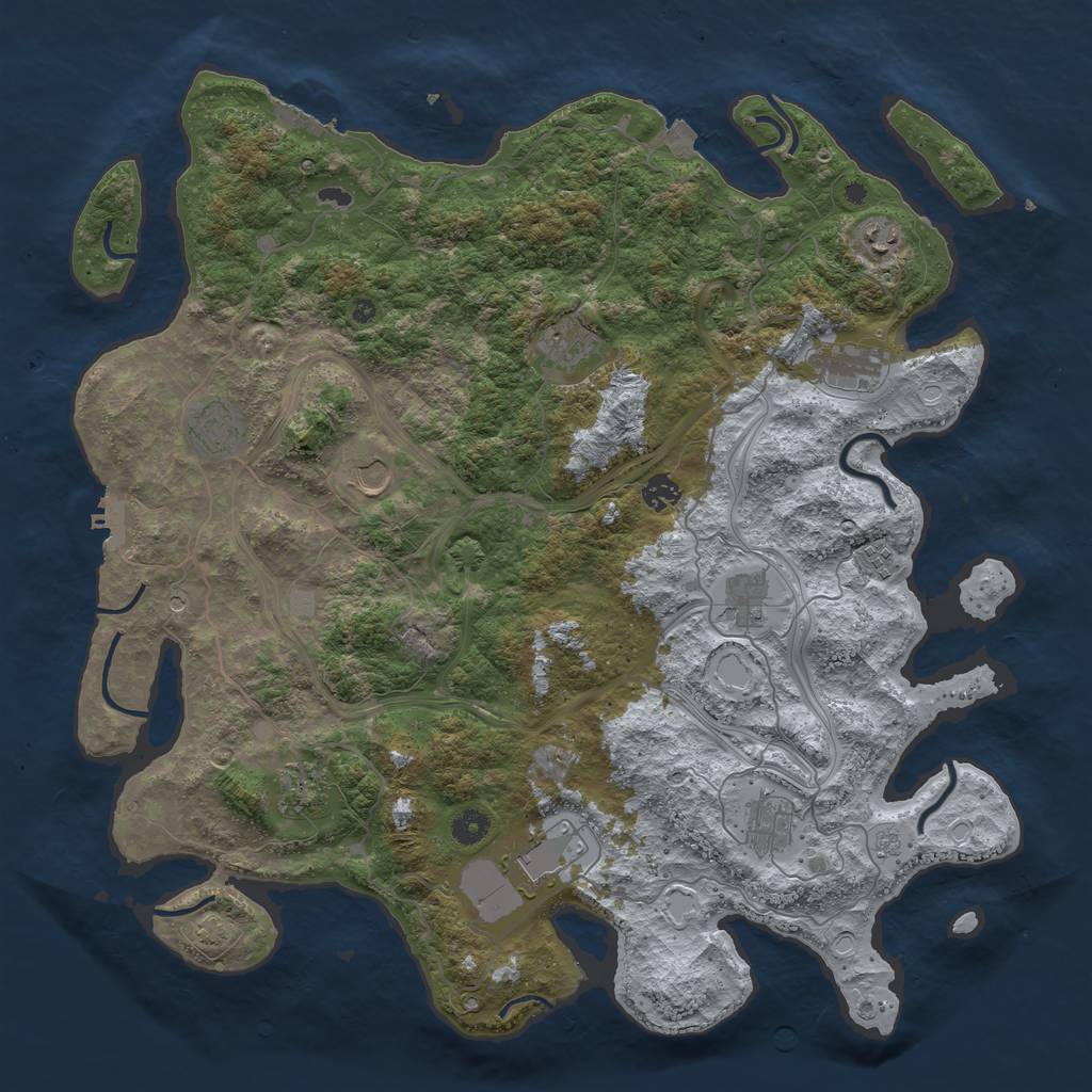 Rust Map: Procedural Map, Size: 4500, Seed: 448831059, 19 Monuments