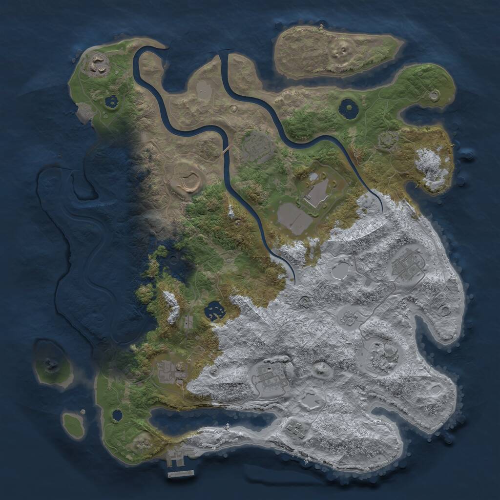 Rust Map: Procedural Map, Size: 3850, Seed: 8499472, 15 Monuments