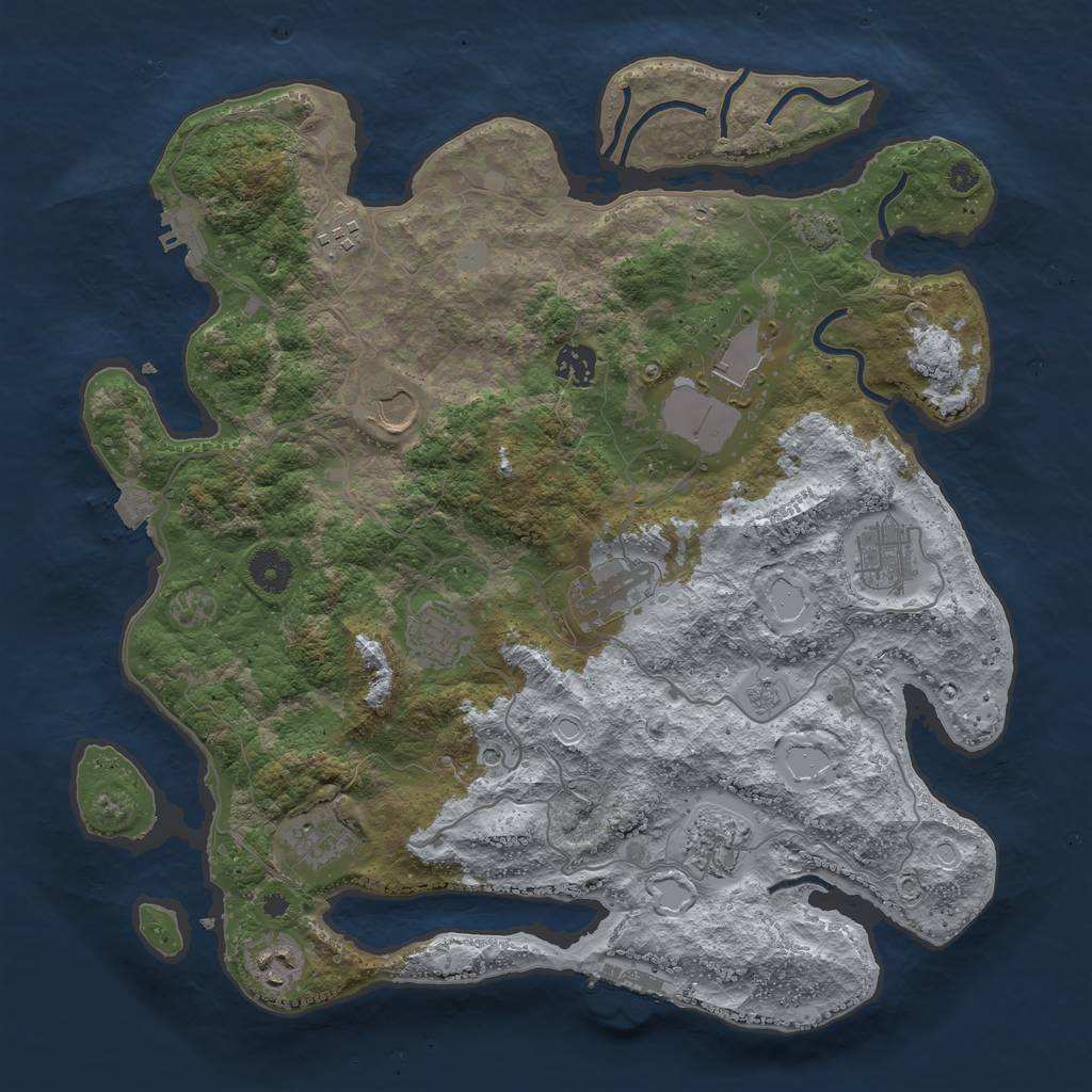 Rust Map: Procedural Map, Size: 3850, Seed: 8499472, 18 Monuments