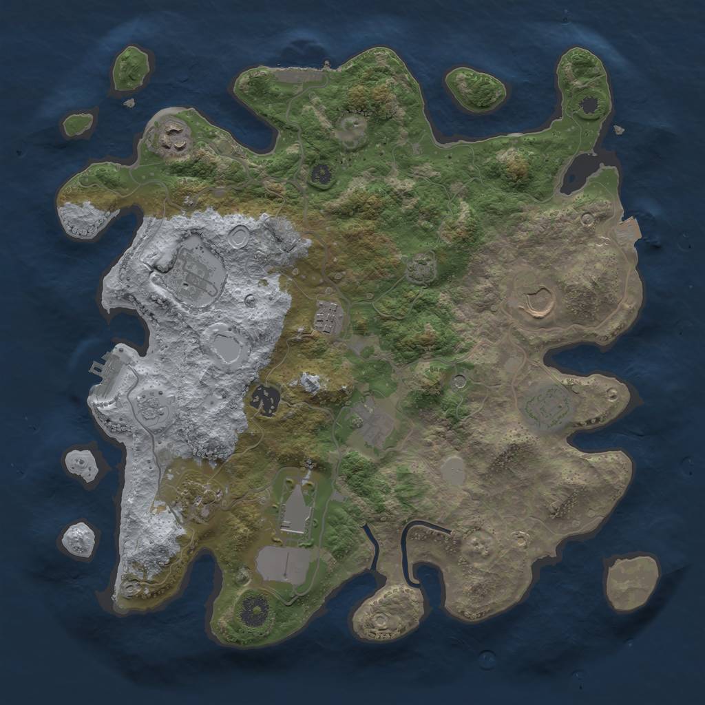 Rust Map: Procedural Map, Size: 3500, Seed: 11882547, 17 Monuments