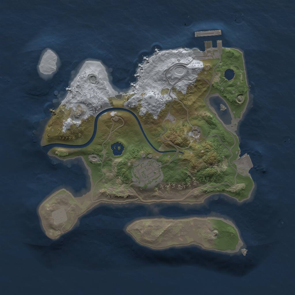 Rust Map: Procedural Map, Size: 2250, Seed: 1355885936, 4 Monuments