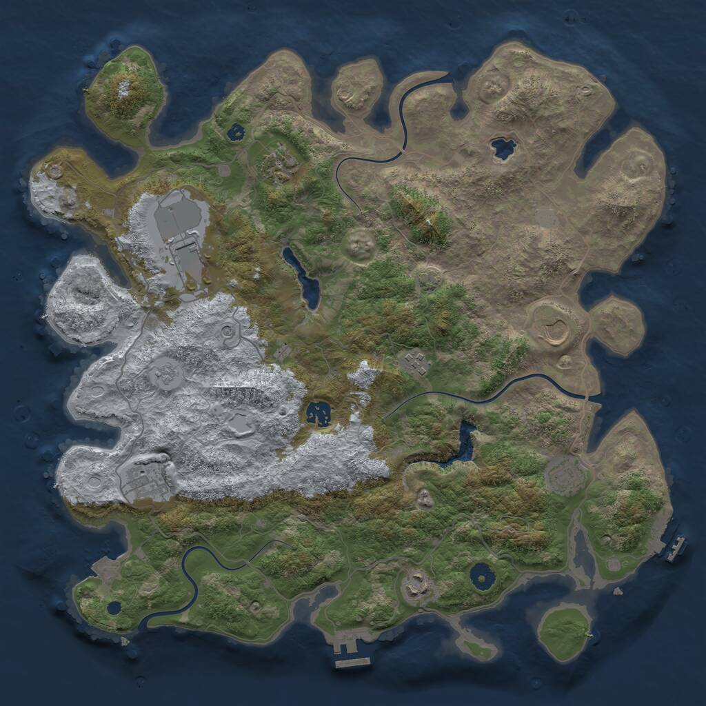 Rust Map: Procedural Map, Size: 4100, Seed: 25146093, 14 Monuments