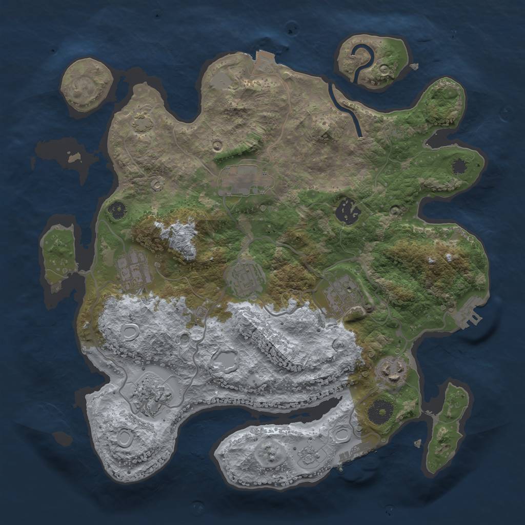 Rust Map: Procedural Map, Size: 3200, Seed: 1636734438, 14 Monuments