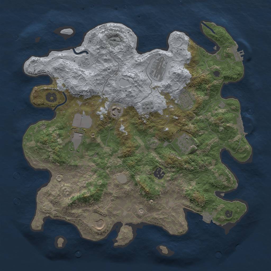 Rust Map: Procedural Map, Size: 3700, Seed: 763505282, 16 Monuments