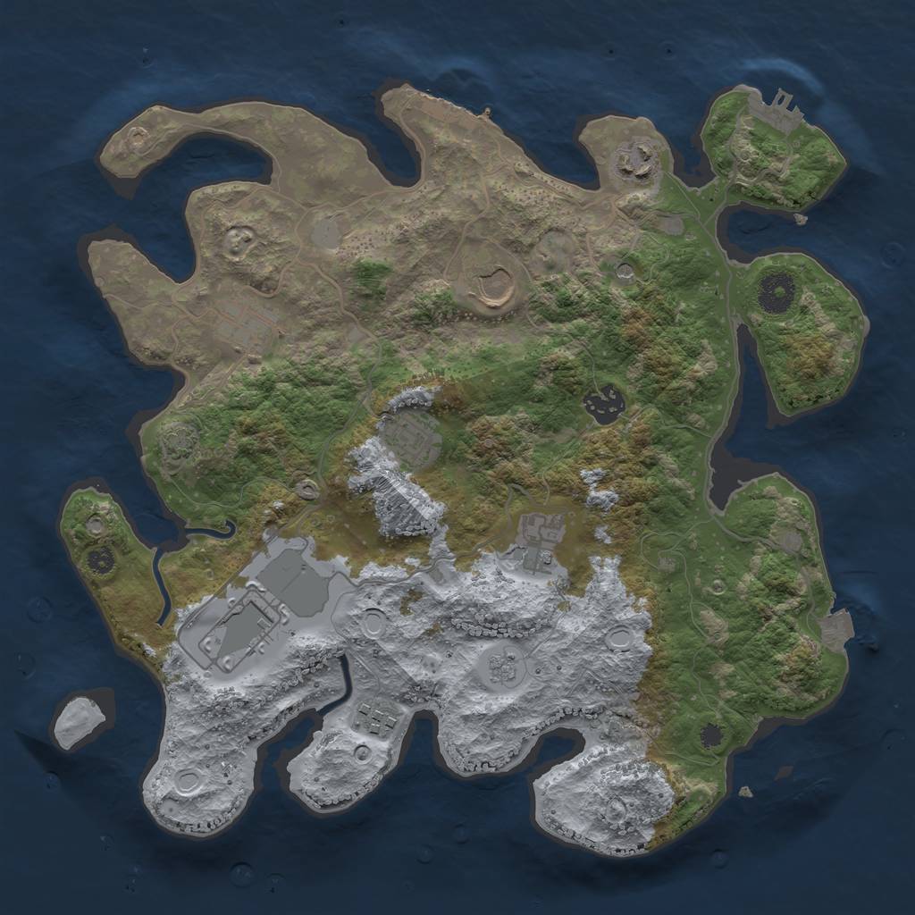 Rust Map: Procedural Map, Size: 3500, Seed: 3151333, 16 Monuments