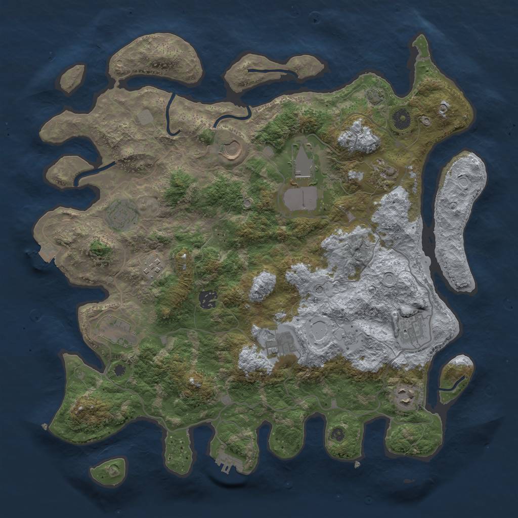 Rust Map: Procedural Map, Size: 4000, Seed: 1440052076, 17 Monuments