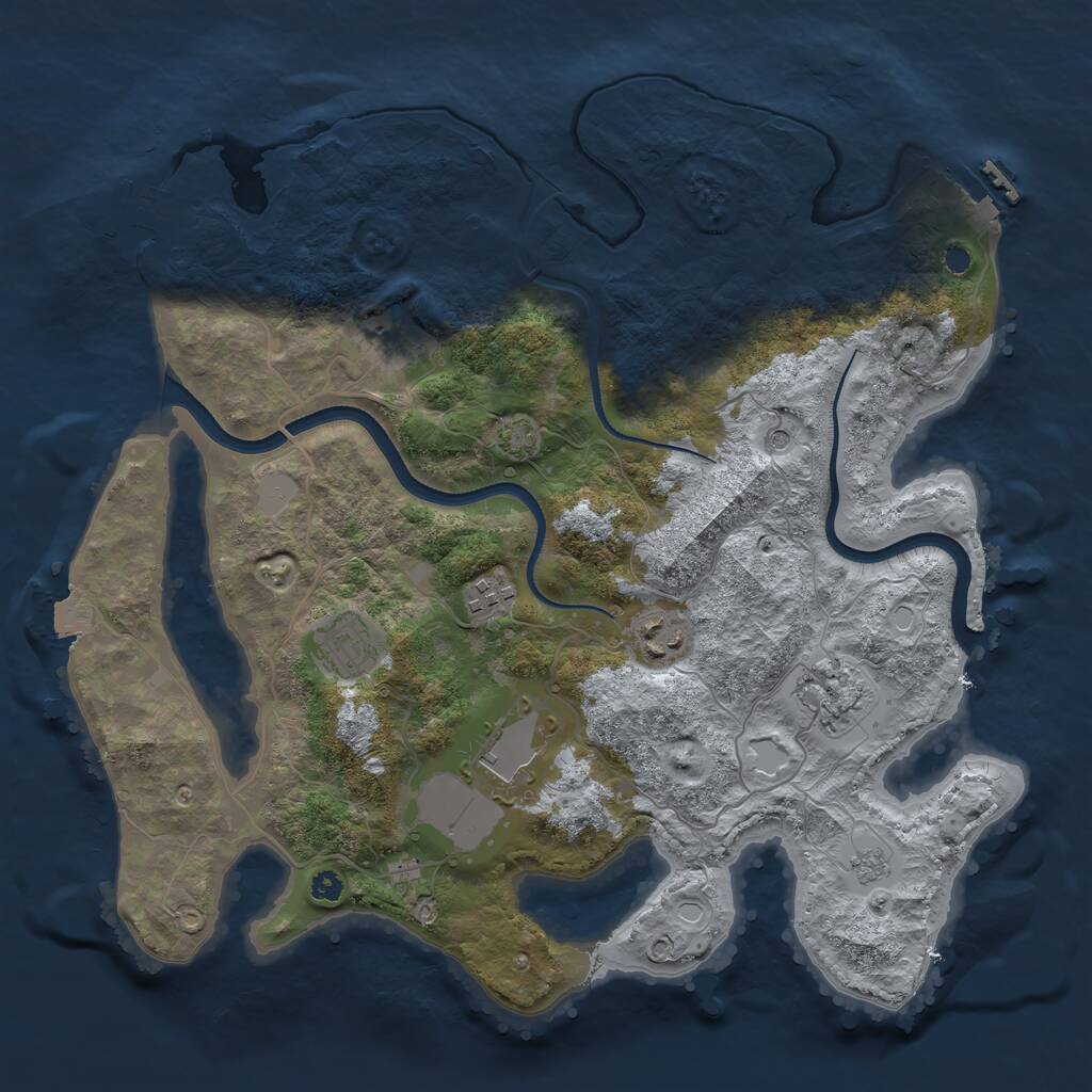 Rust Map: Procedural Map, Size: 3500, Seed: 1565302929, 12 Monuments
