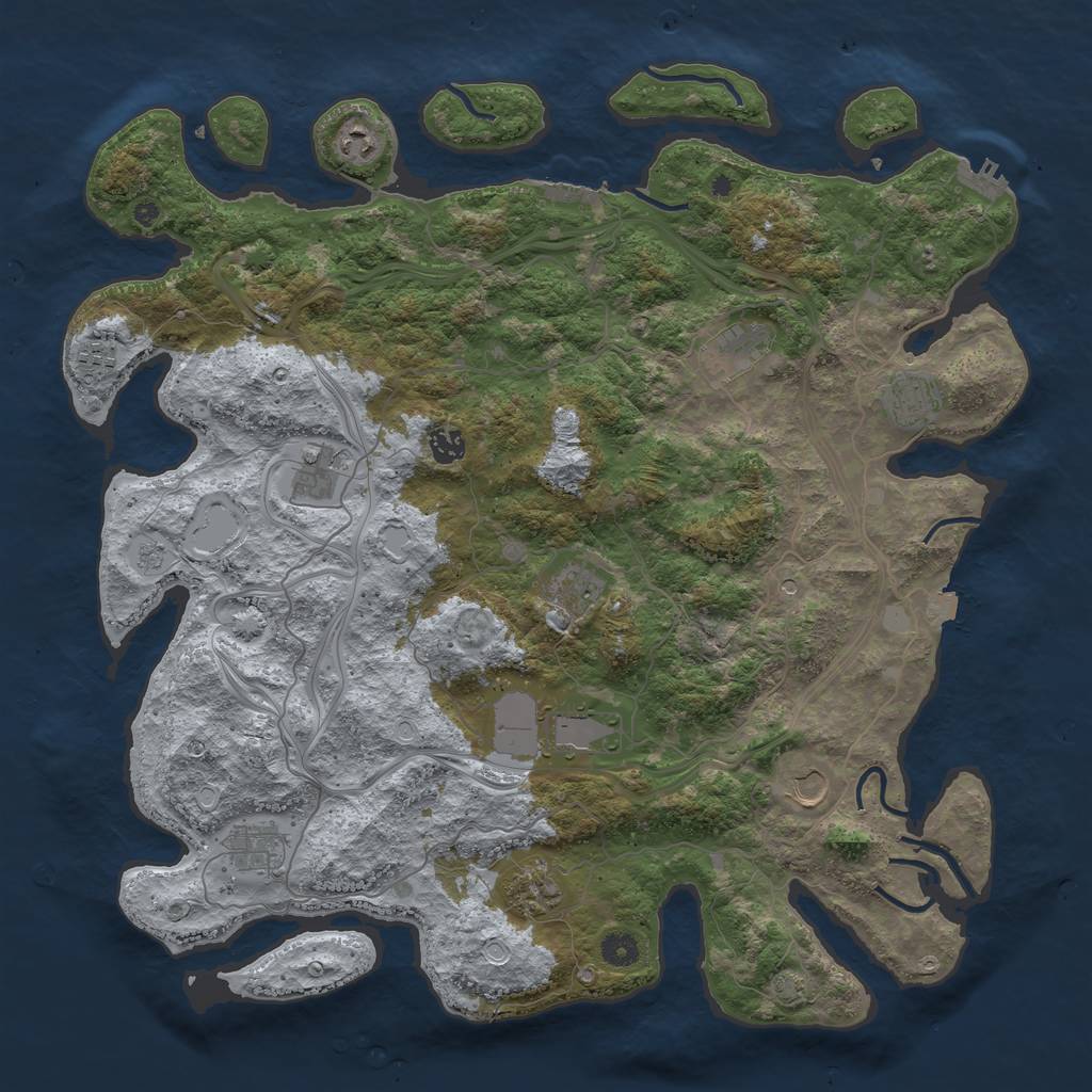 Rust Map: Procedural Map, Size: 4500, Seed: 55874, 19 Monuments