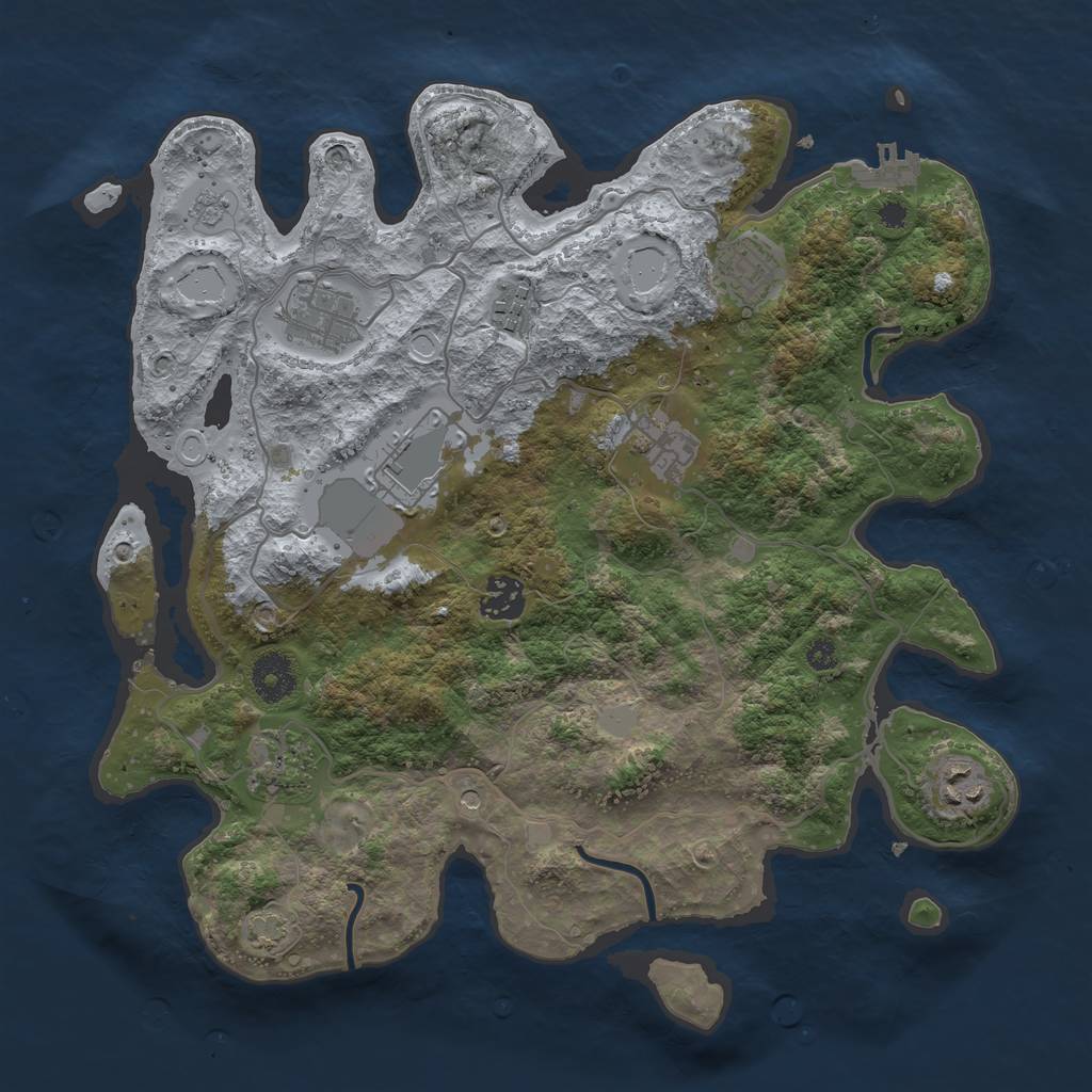 Rust Map: Procedural Map, Size: 3500, Seed: 1019711807, 15 Monuments