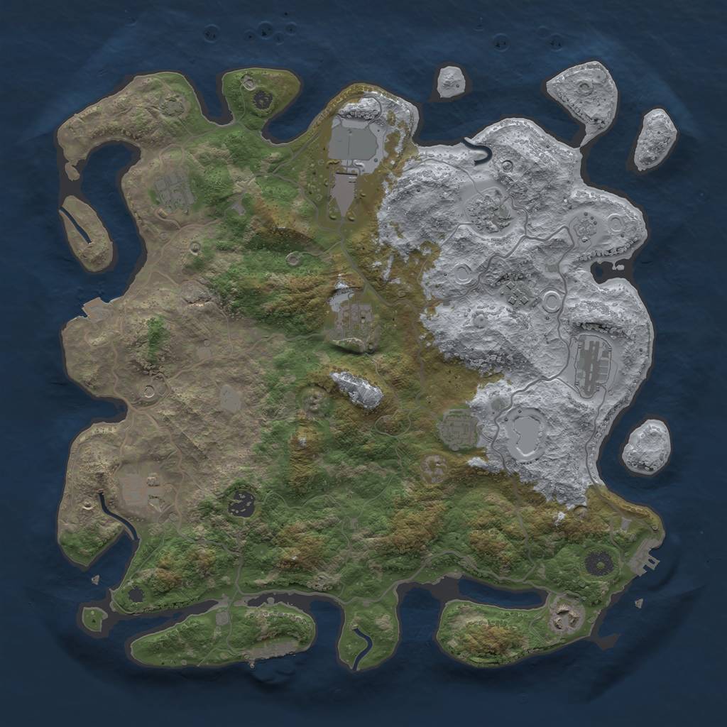 Rust Map: Procedural Map, Size: 4000, Seed: 232590982, 18 Monuments