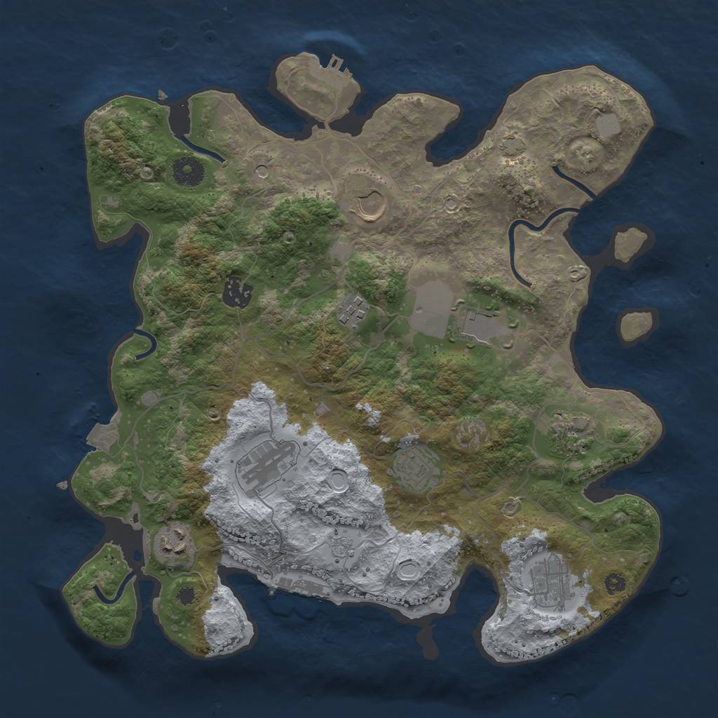 Rust Map: Procedural Map, Size: 3500, Seed: 1565900634, 17 Monuments