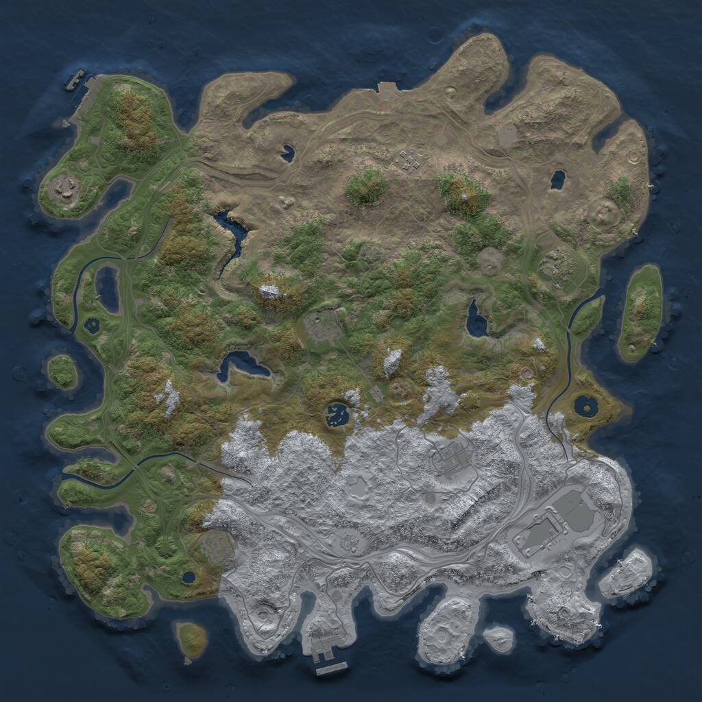 Rust Map: Procedural Map, Size: 4500, Seed: 1038061318, 14 Monuments
