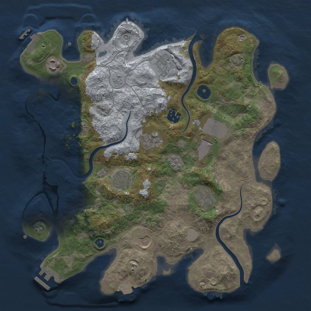 Rust Map: Procedural Map, Size: 3500, Seed: 418746631, 15 Monuments