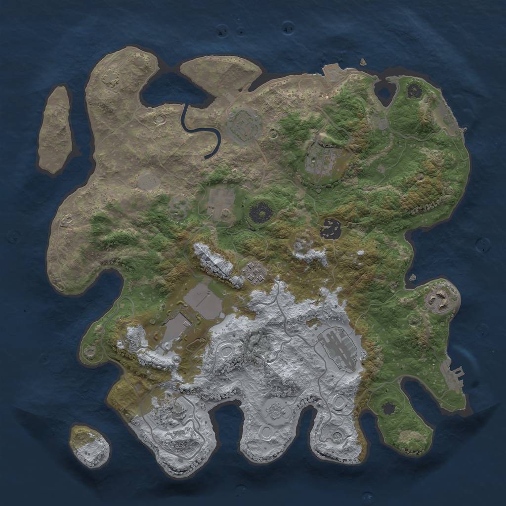 Rust Map: Procedural Map, Size: 3500, Seed: 234278399, 17 Monuments