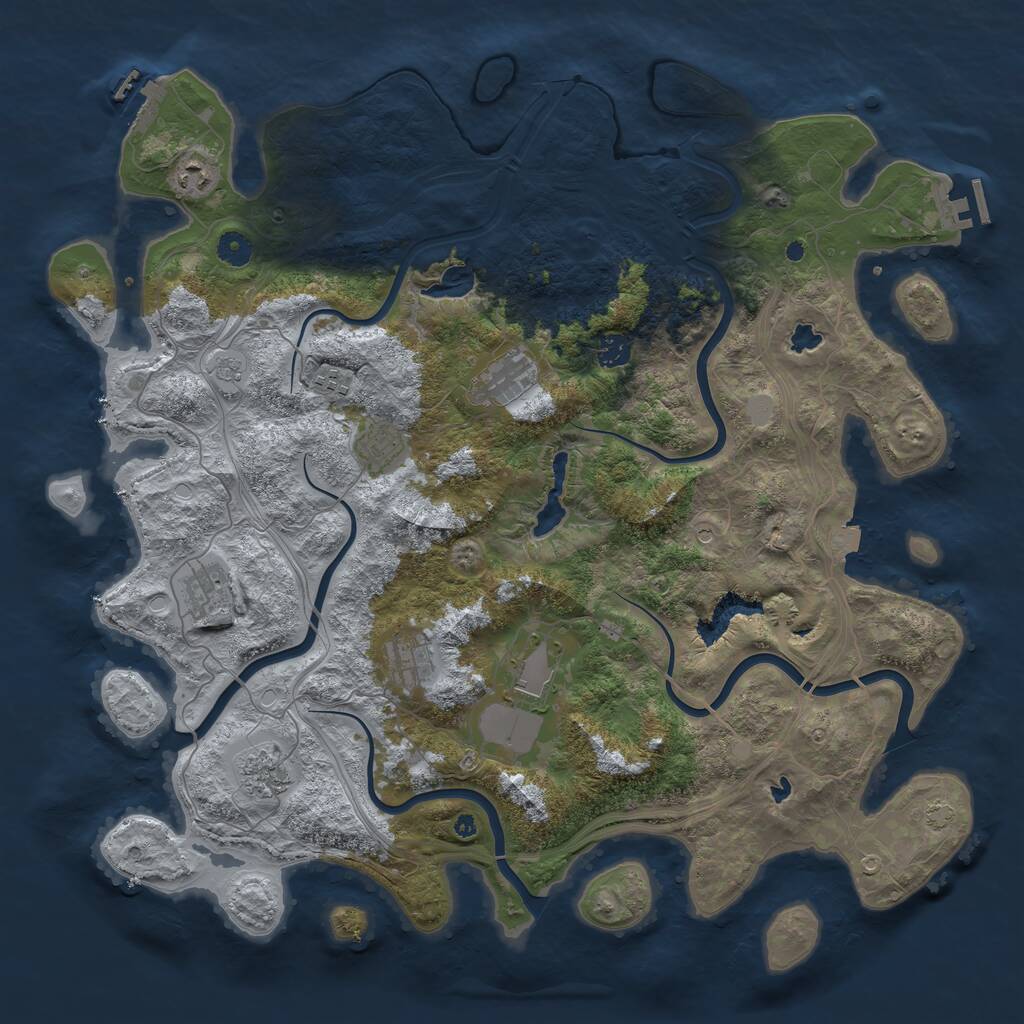 Rust Map: Procedural Map, Size: 4500, Seed: 1164601660, 15 Monuments