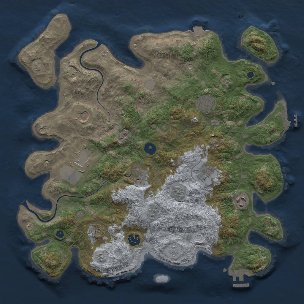 Rust Map: Procedural Map, Size: 3850, Seed: 2105238423, 15 Monuments