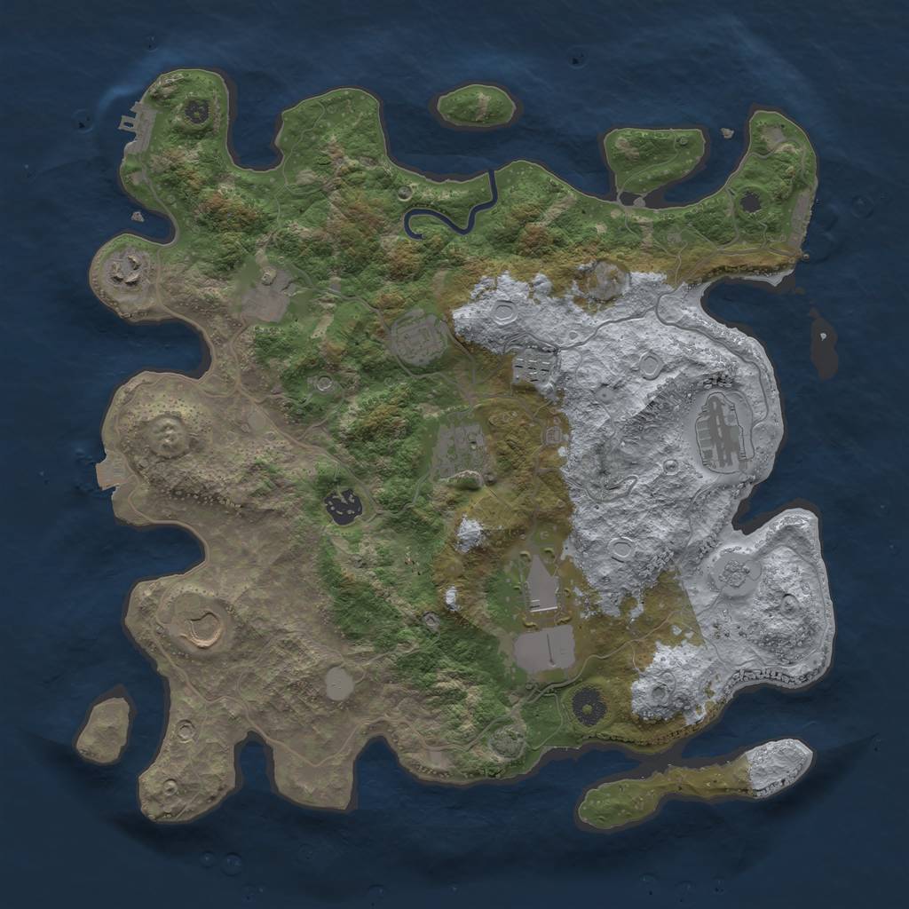 Rust Map: Procedural Map, Size: 3850, Seed: 1163815666, 17 Monuments